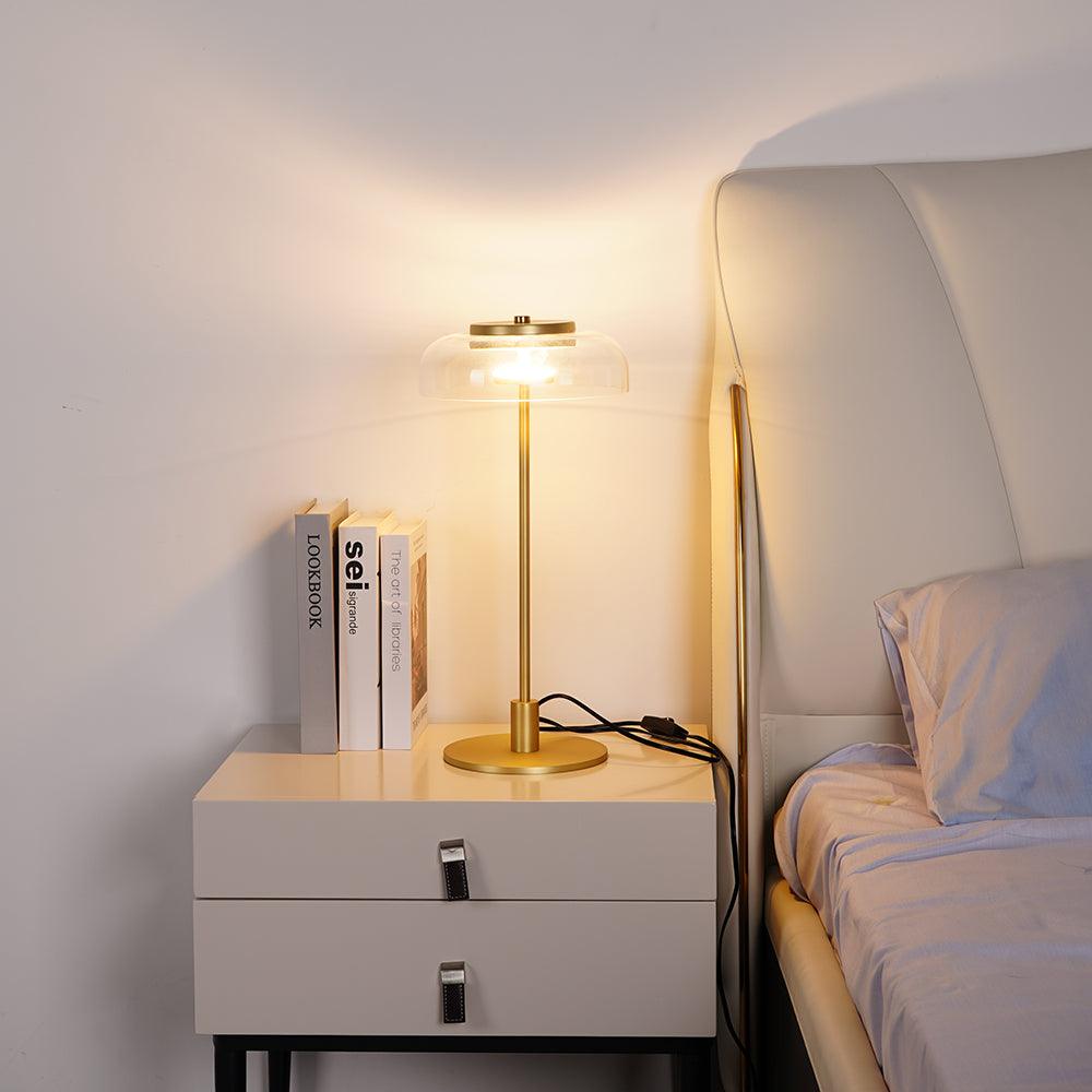 Rinelette lampada da tavolo in vetro Chiaro con Base in legno