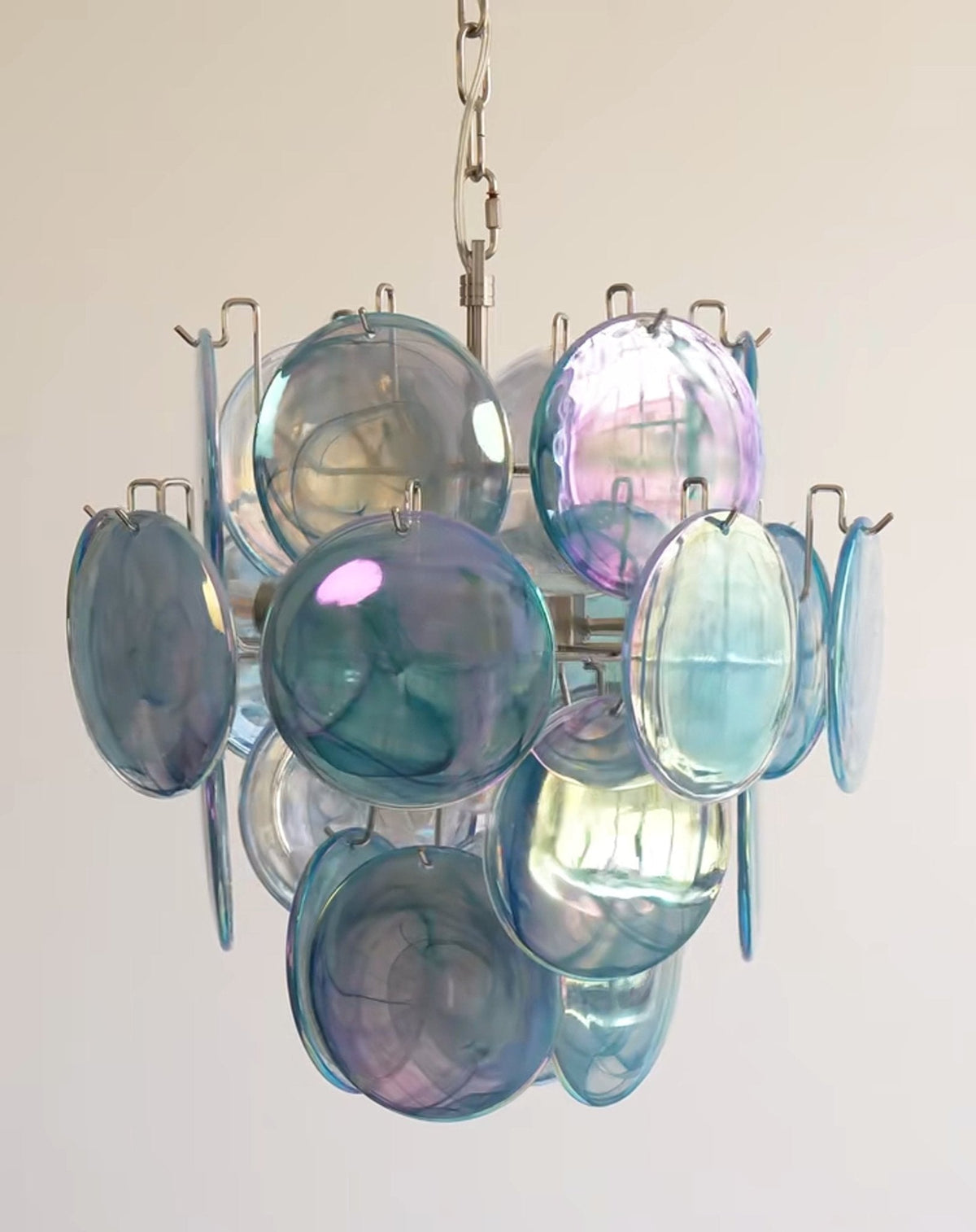 Liororine lampadario Blu vetro Murano Disco vintage