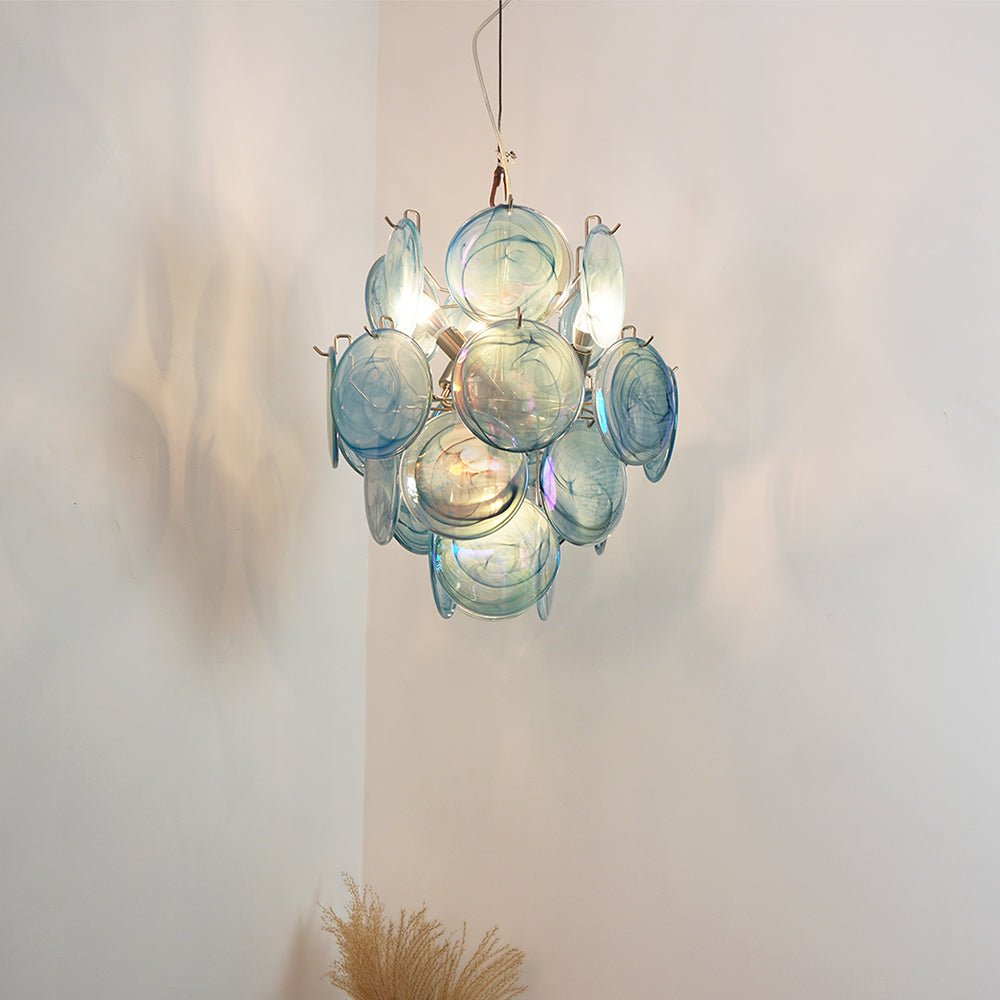 Liororine lampadario Blu vetro Murano Disco vintage
