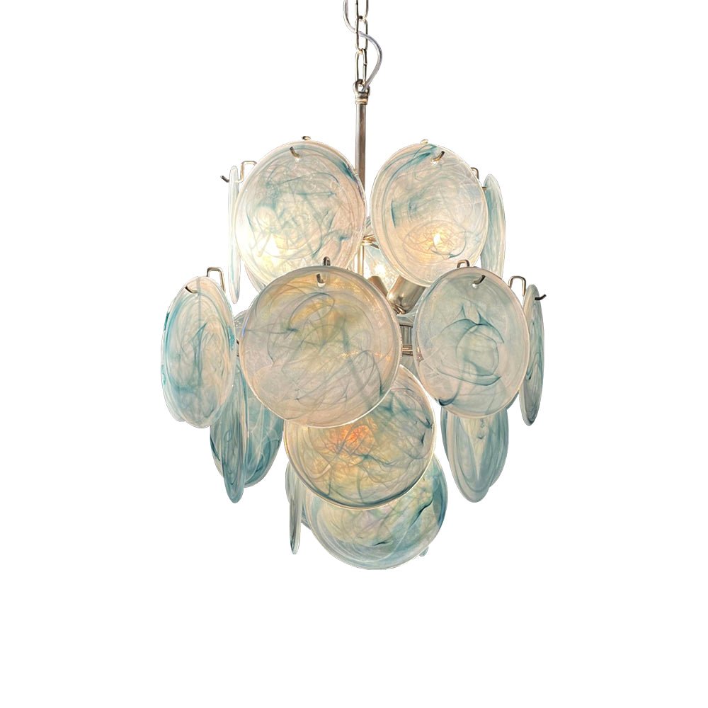 Liororine lampadario Blu vetro Murano Disco vintage
