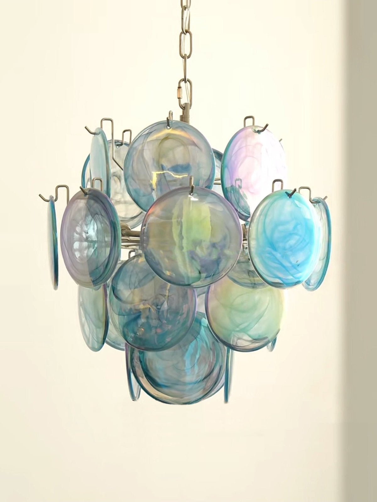Liororine lampadario Blu vetro Murano Disco vintage