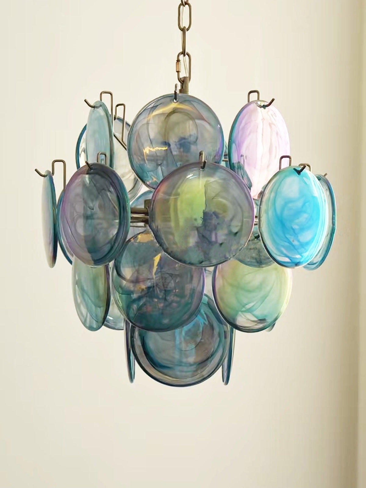 Liororine lampadario Blu vetro Murano Disco vintage