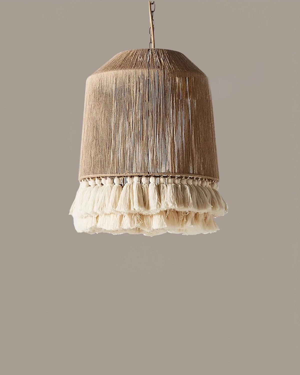 Fioeiella lampada a sospensione in Filo di Cotone con Frangia Arricciata Fatta a Mano