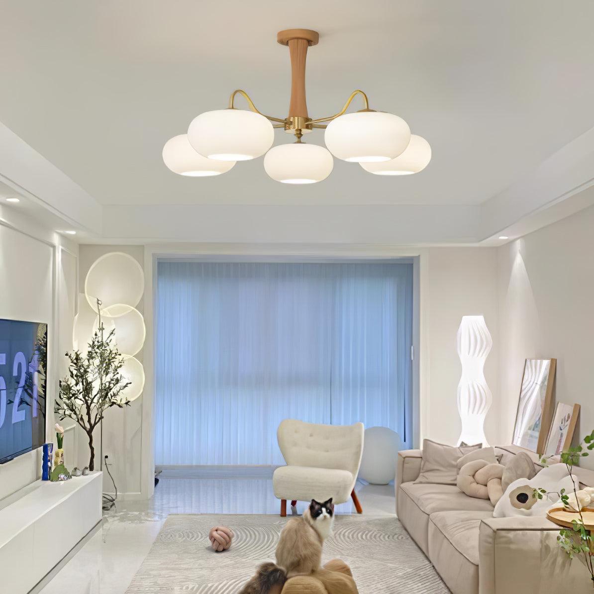 Syloella lampadario ottone legno Persimmon