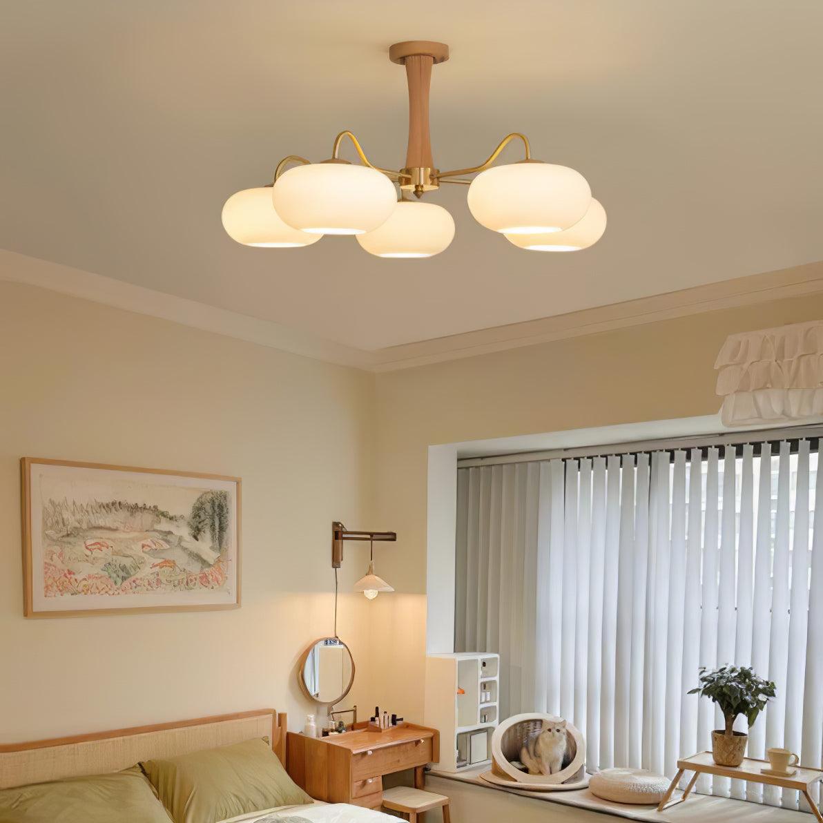 Syloella lampadario ottone legno Persimmon