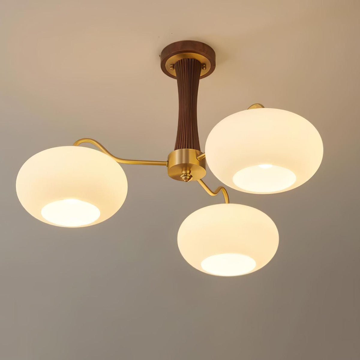 Syloella lampadario ottone legno Persimmon