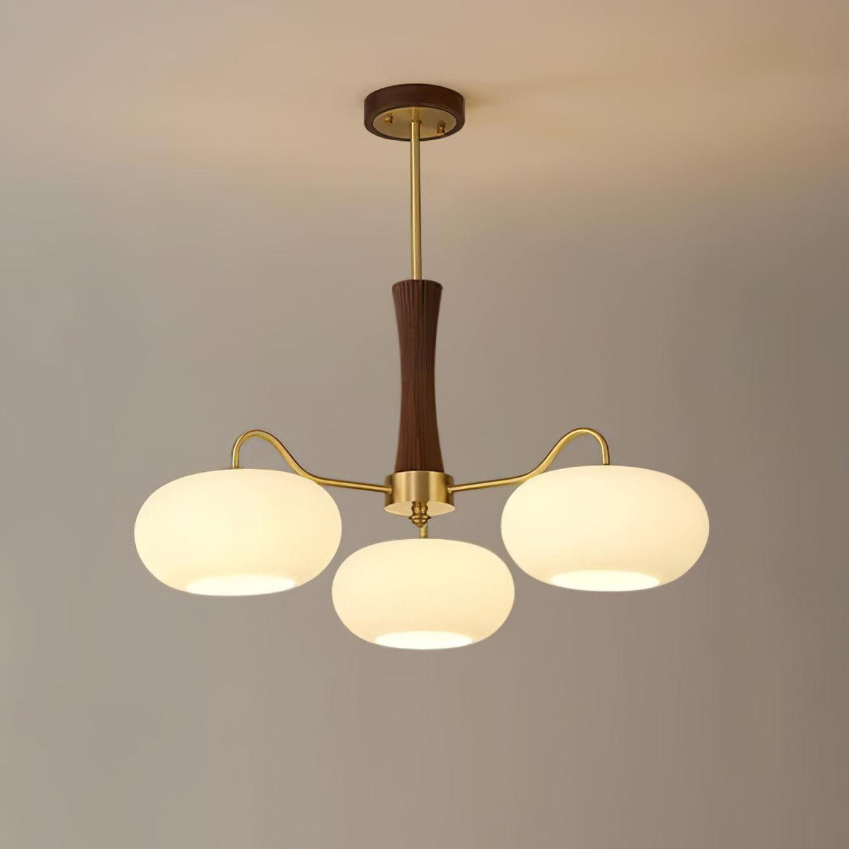 Syloella lampadario ottone legno Persimmon