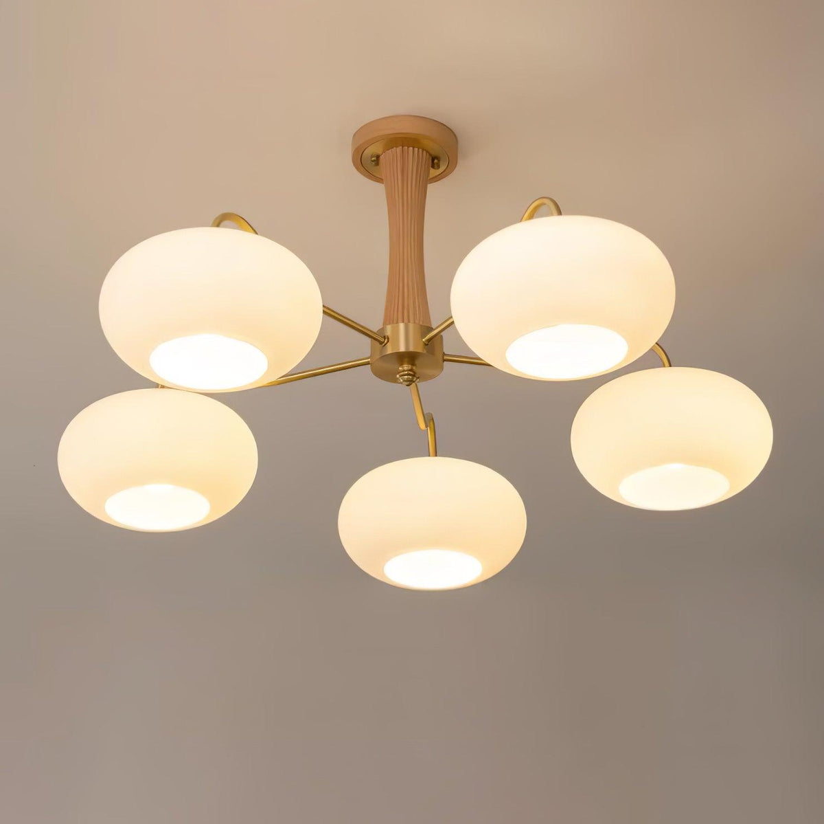 Syloella lampadario ottone legno Persimmon