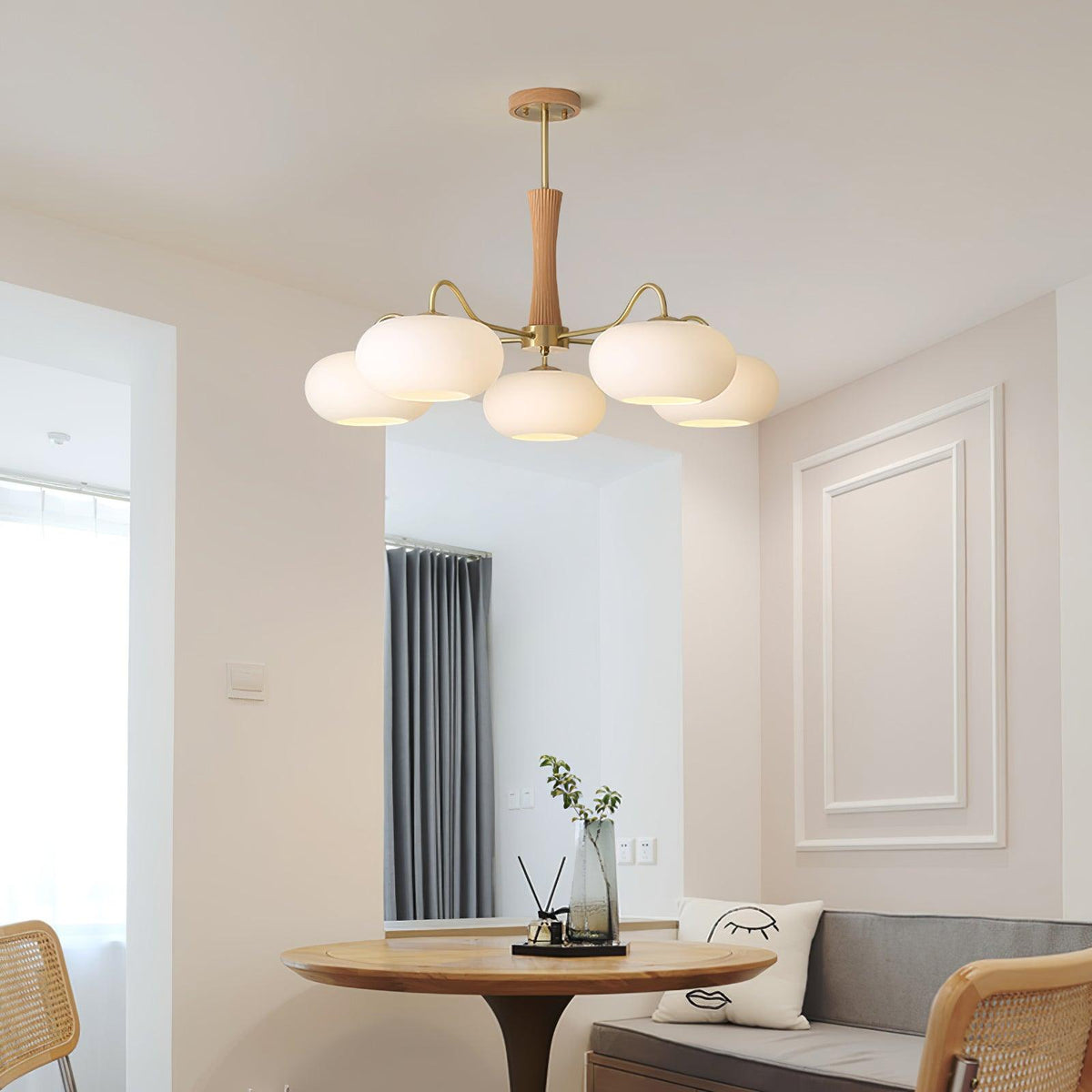 Syloella lampadario ottone legno Persimmon