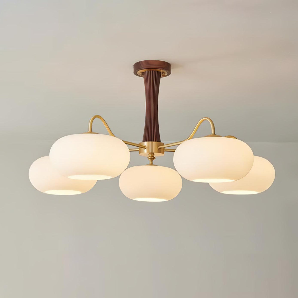 Syloella lampadario ottone legno Persimmon