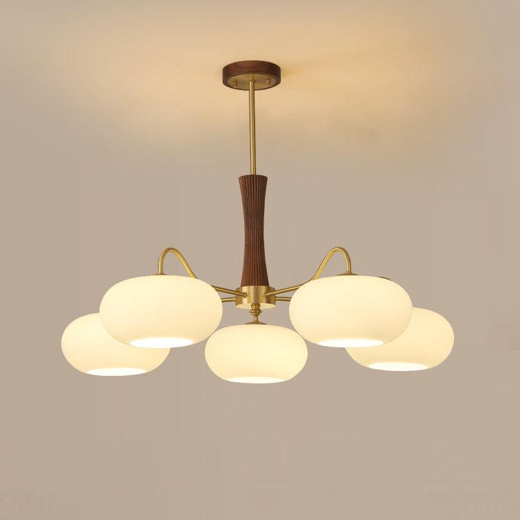 Syloella lampadario ottone legno Persimmon
