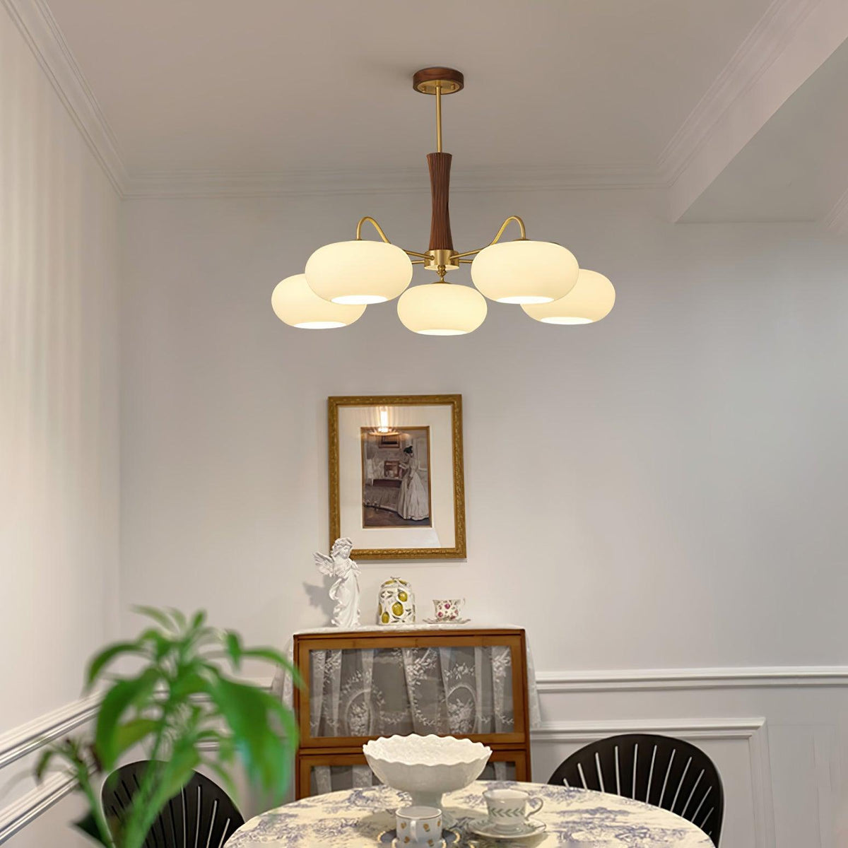 Syloella lampadario ottone legno Persimmon