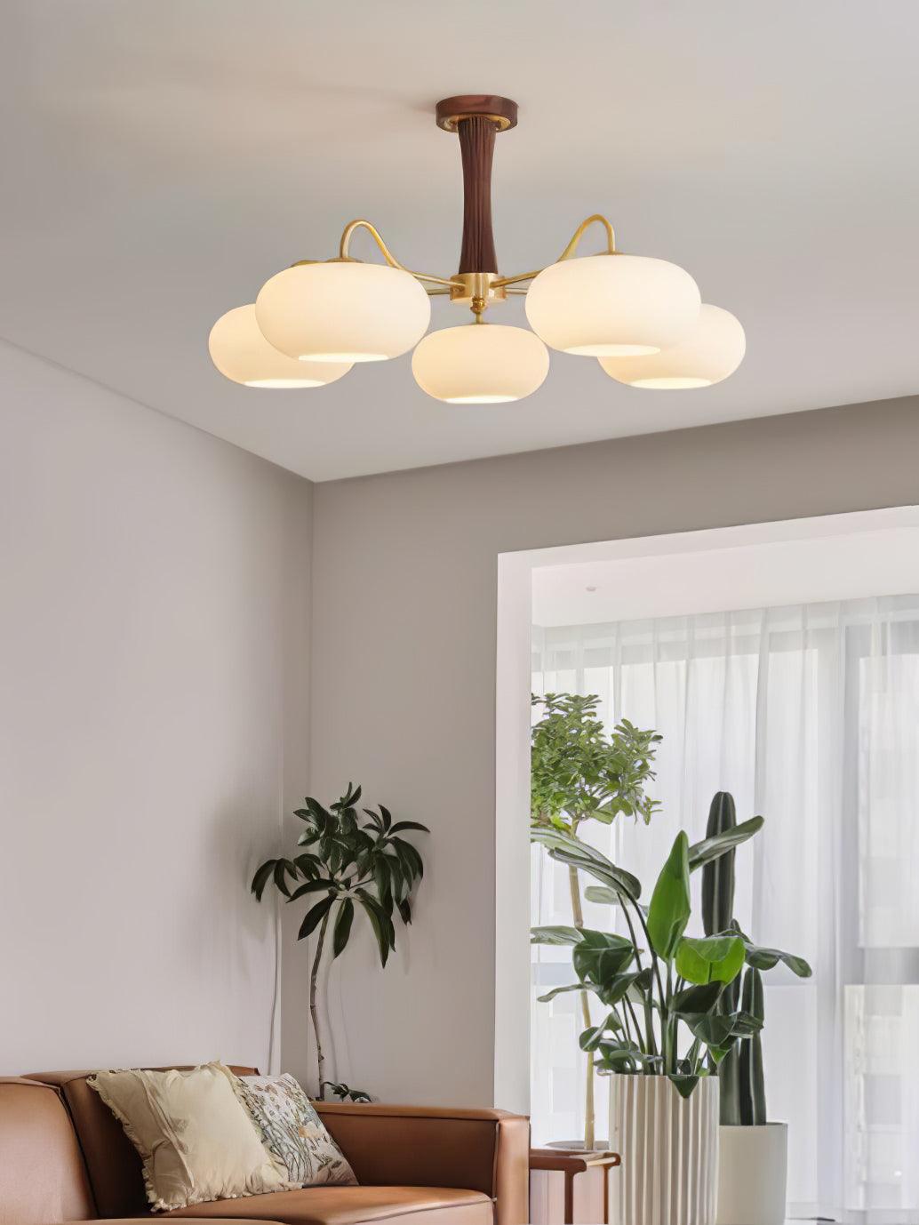 Syloella lampadario ottone legno Persimmon