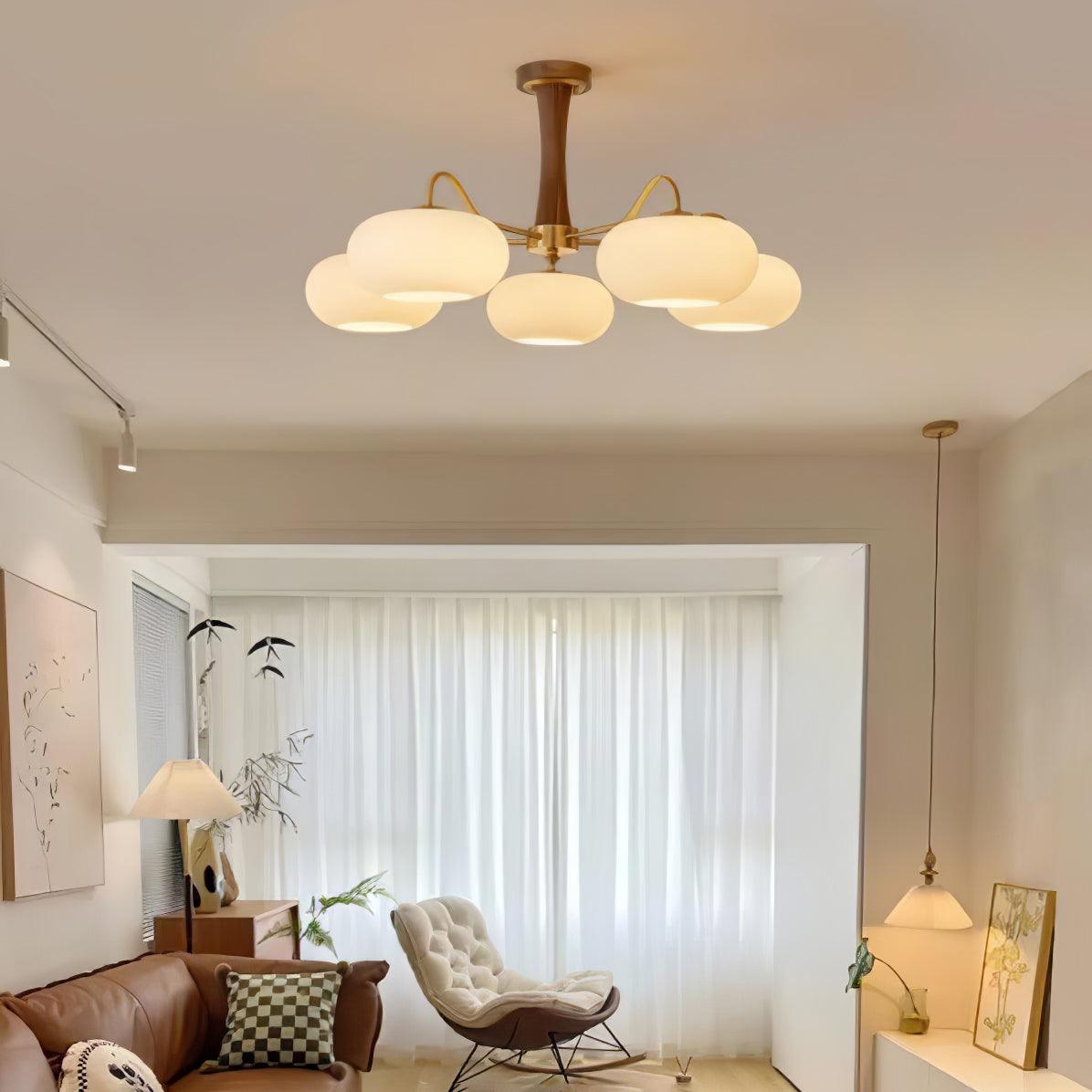 Syloella lampadario ottone legno Persimmon