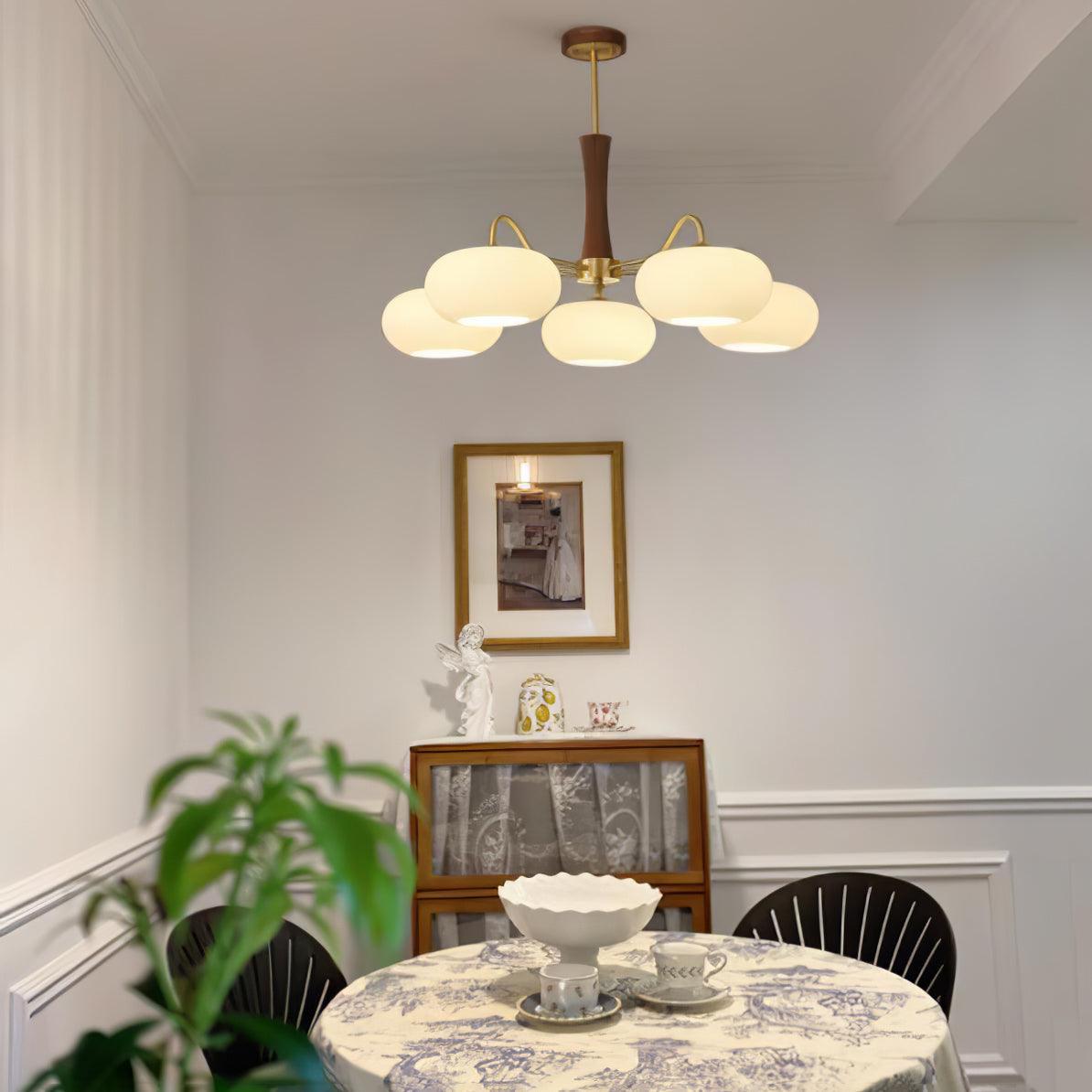 Syloella lampadario ottone legno Persimmon