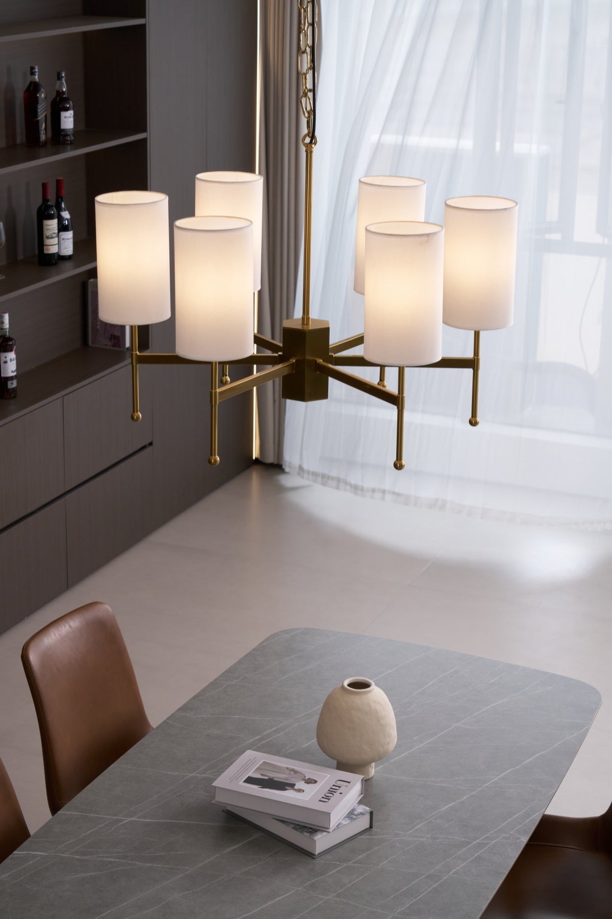 Ulcarisra lampadario in ottone e tessuto vintage Tradizionale