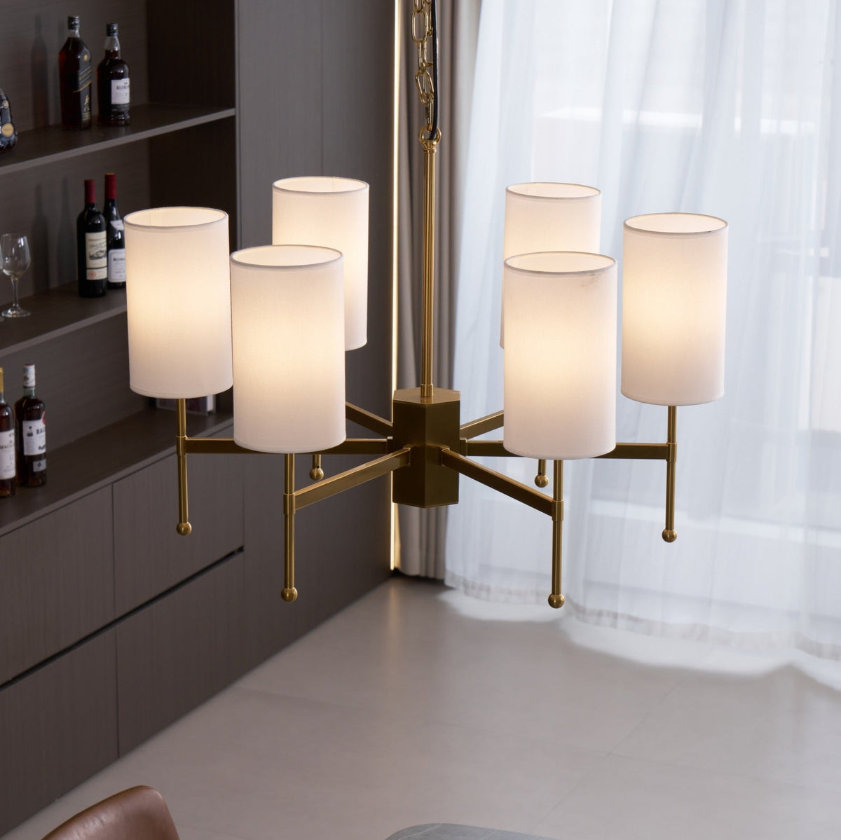 Ulcarisra lampadario in ottone e tessuto vintage Tradizionale