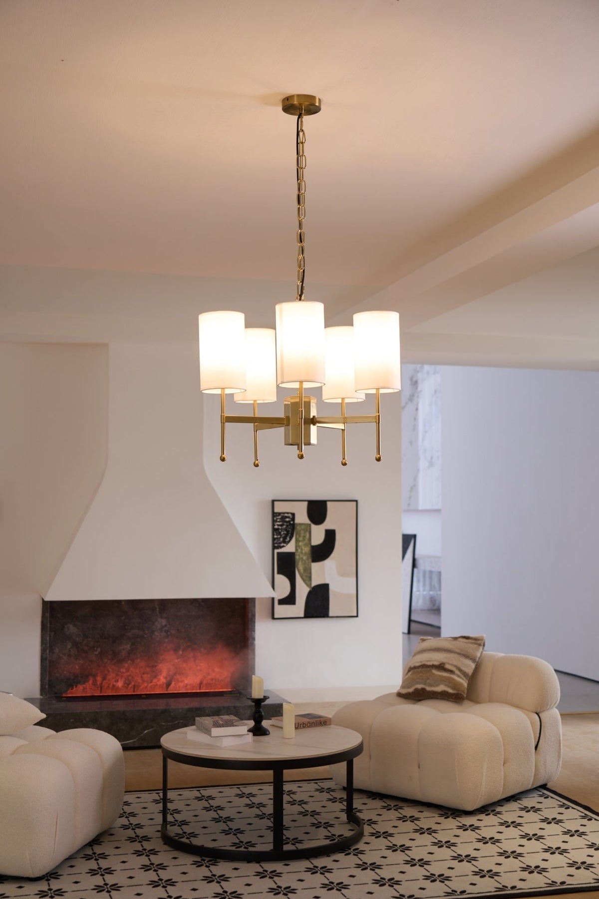 Ulcarisra lampadario in ottone e tessuto vintage Tradizionale