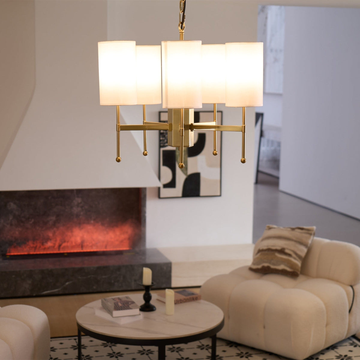 Ulcarisra lampadario in ottone e tessuto vintage Tradizionale