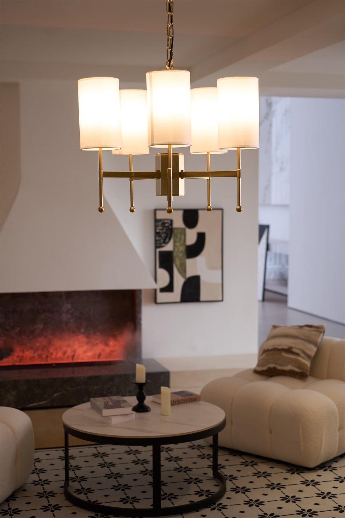 Ulcarisra lampadario in ottone e tessuto vintage Tradizionale