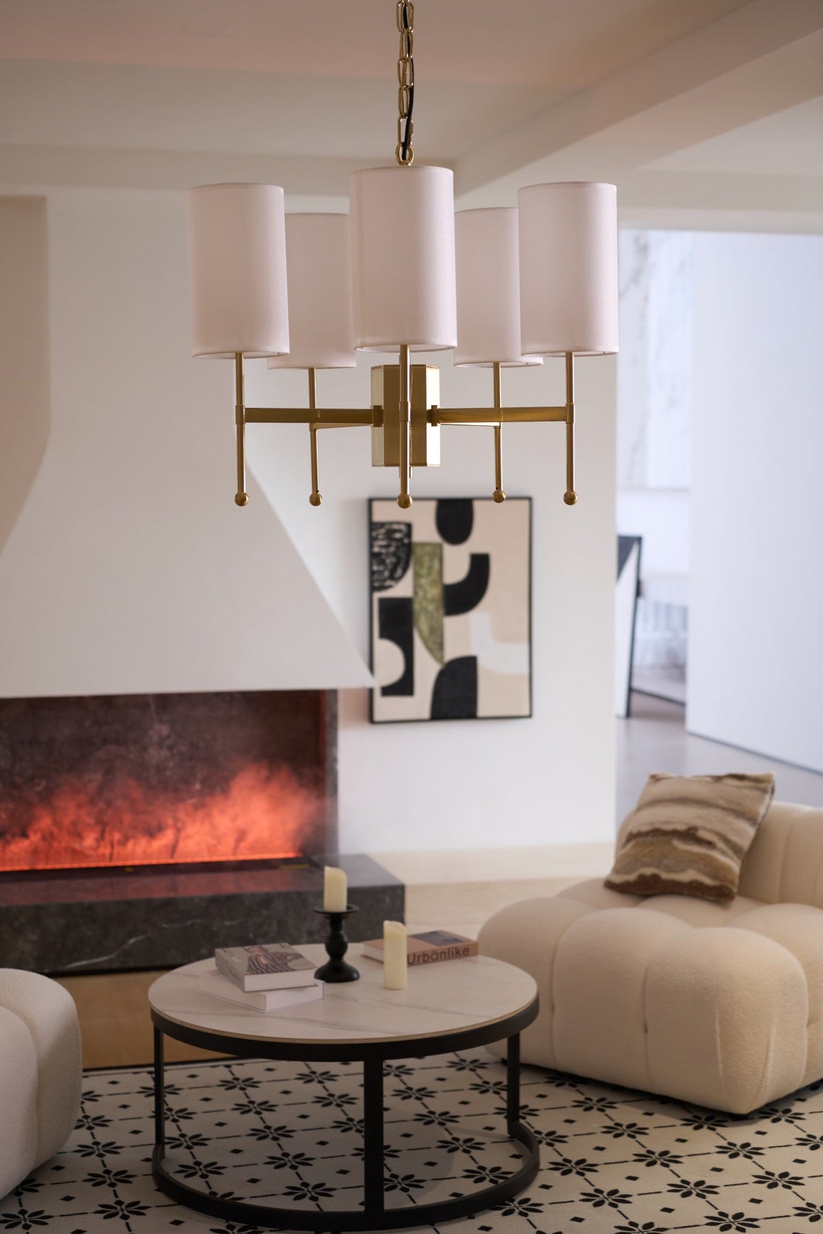 Ulcarisra lampadario in ottone e tessuto vintage Tradizionale