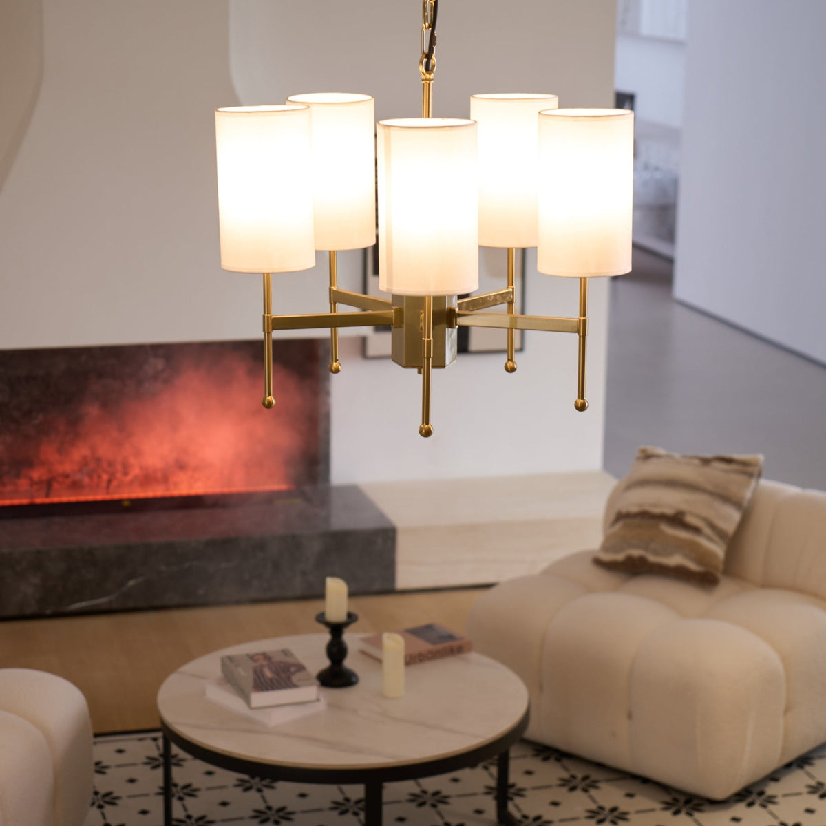 Ulcarisra lampadario in ottone e tessuto vintage Tradizionale