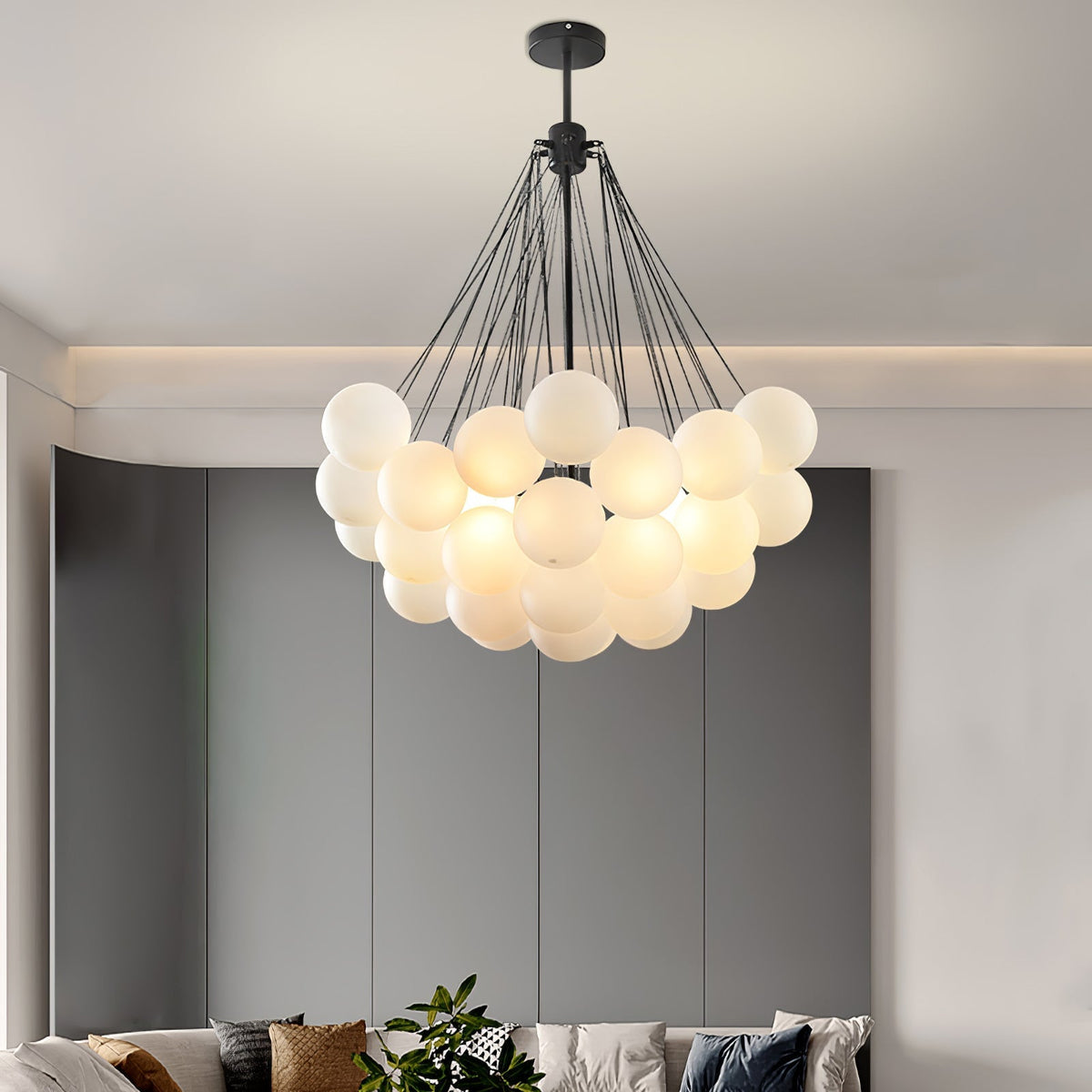 Lustra Lux Lampadario con Bolle in Vetro Satinato - Relic Pieces