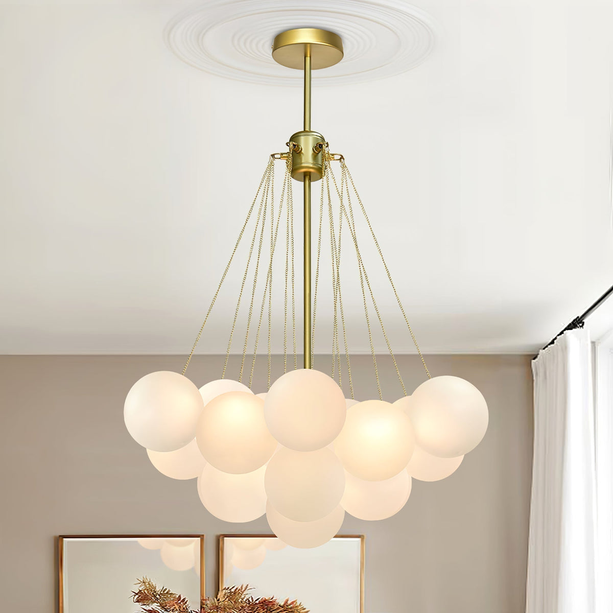 Lustra Lux Lampadario con Bolle in Vetro Satinato - Relic Pieces