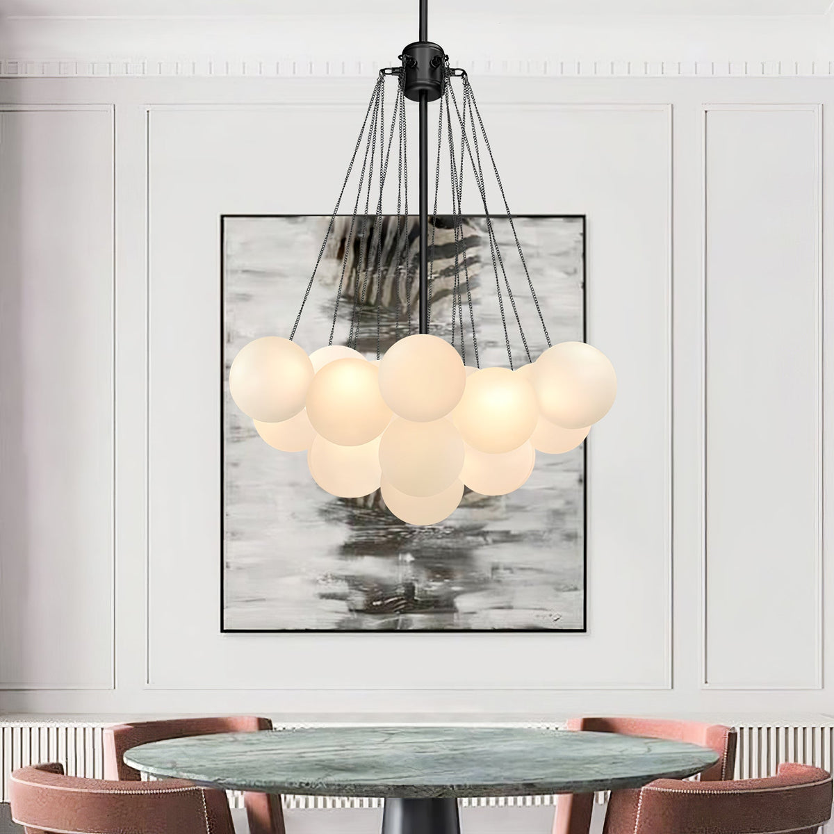 Lustra Lux Lampadario con Bolle in Vetro Satinato - Relic Pieces