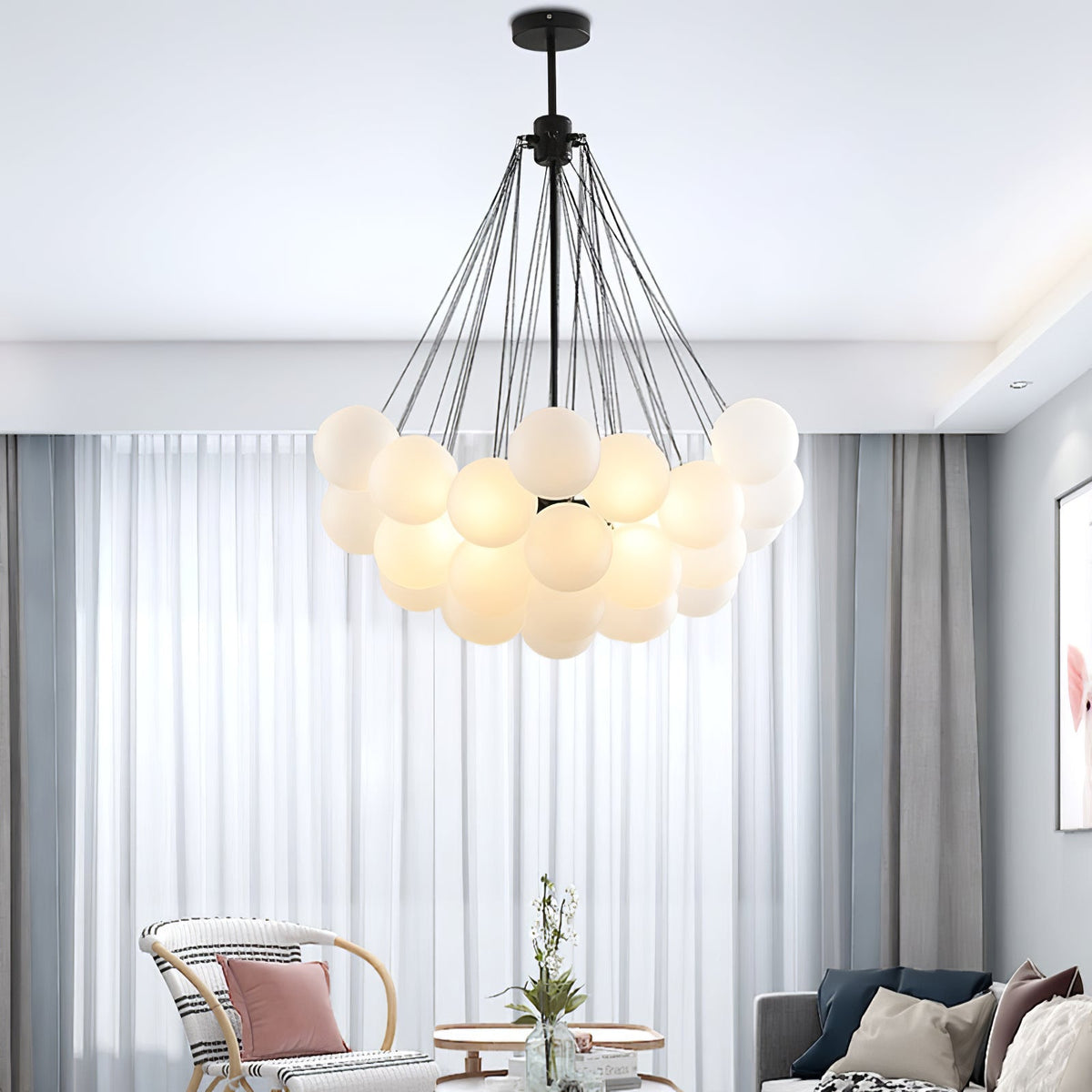 Lustra Lux Lampadario con Bolle in Vetro Satinato - Relic Pieces