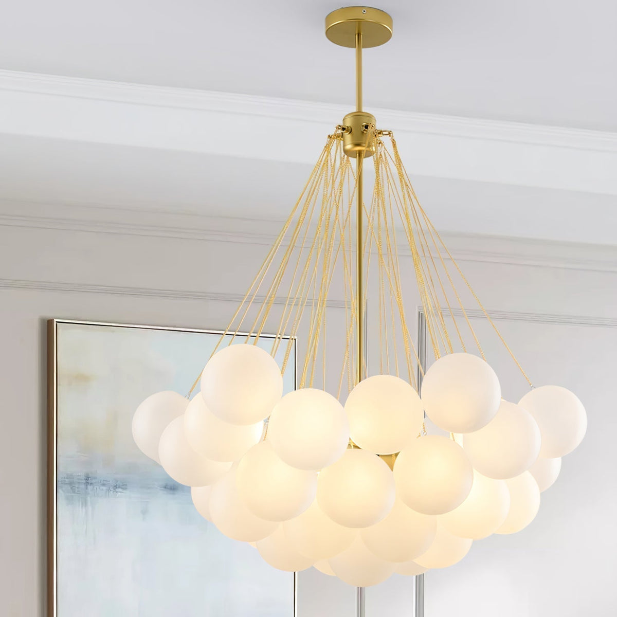 Lustra Lux Lampadario con Bolle in Vetro Satinato - Relic Pieces