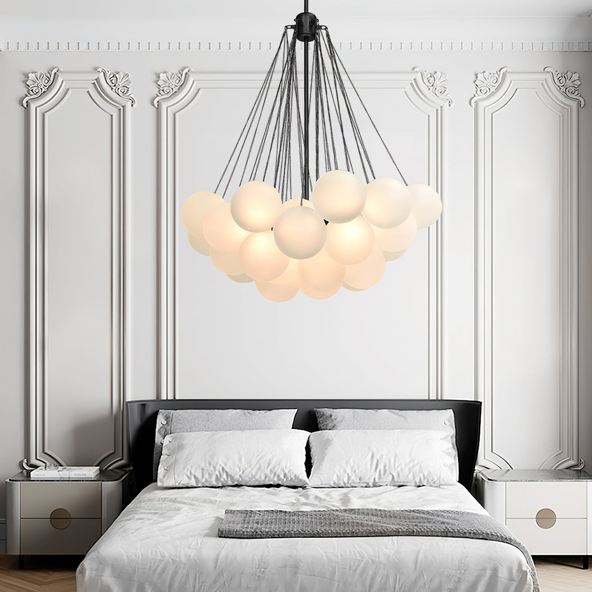 Lustra Lux Lampadario con Bolle in Vetro Satinato - Relic Pieces