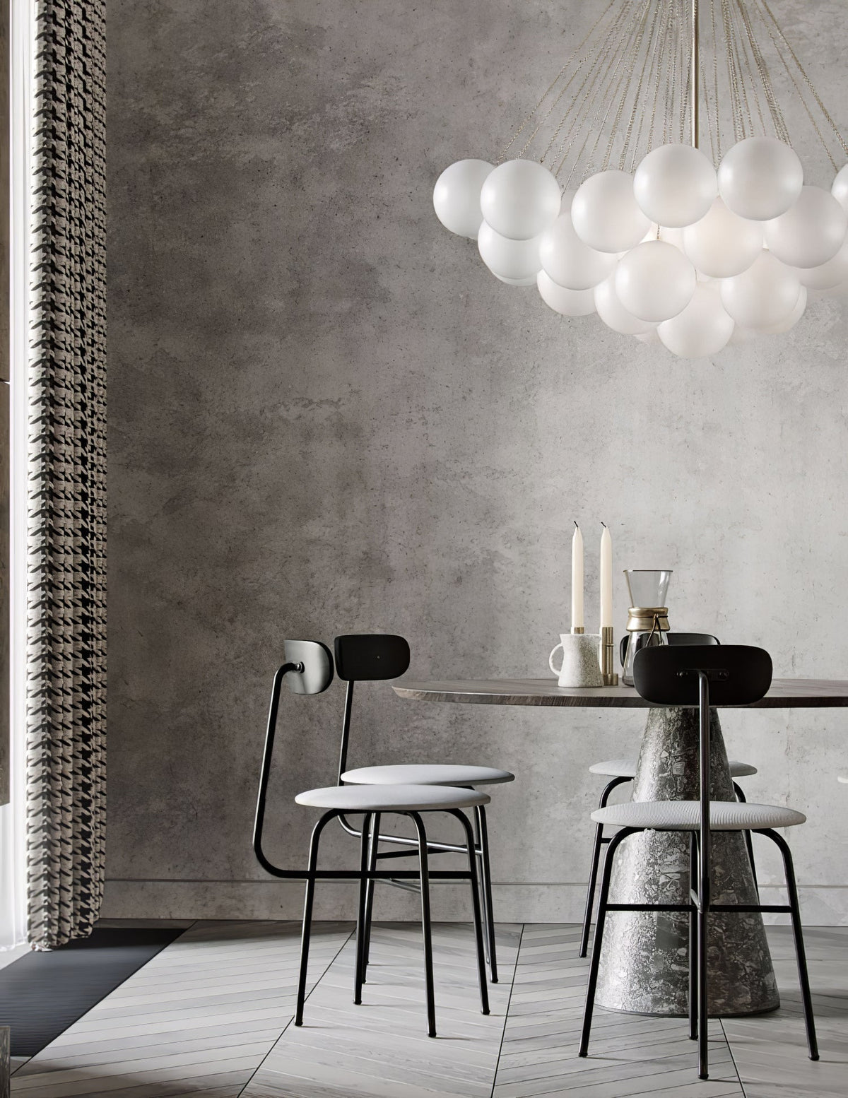 Lustra Lux Lampadario con Bolle in Vetro Satinato - Relic Pieces