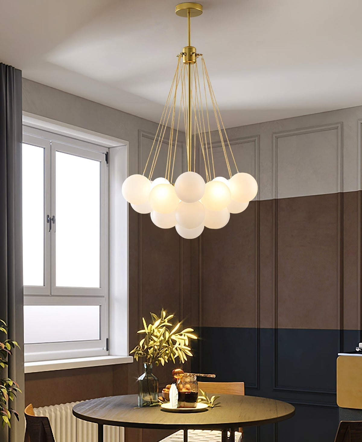 Lustra Lux Lampadario con Bolle in Vetro Satinato - Relic Pieces