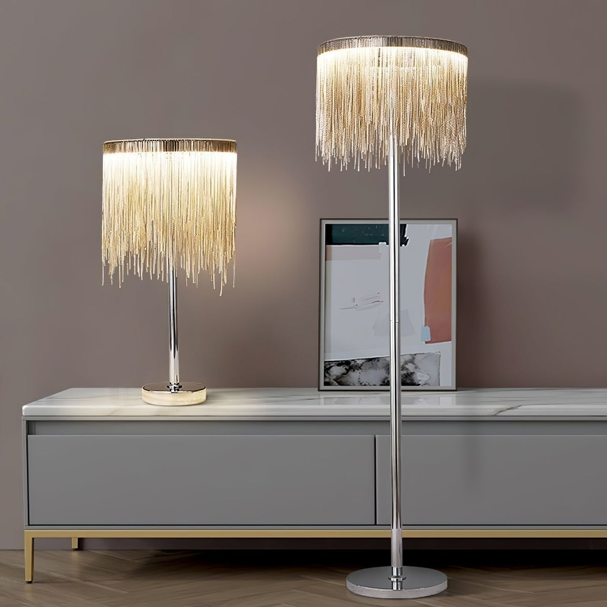 Fringe lampada da terra Catena Tasselli