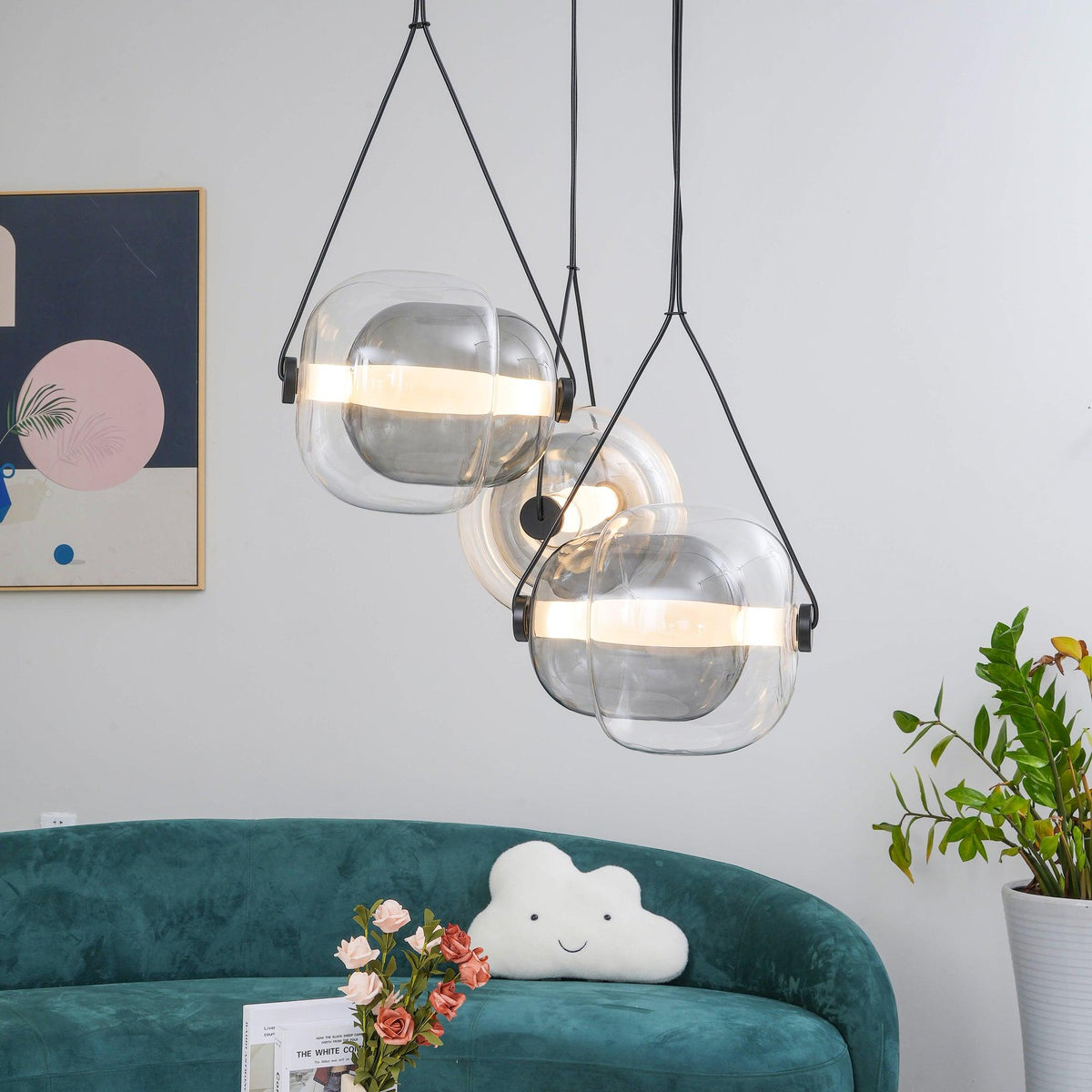 Ovexa lampada a sospensione contemporanea in vetro