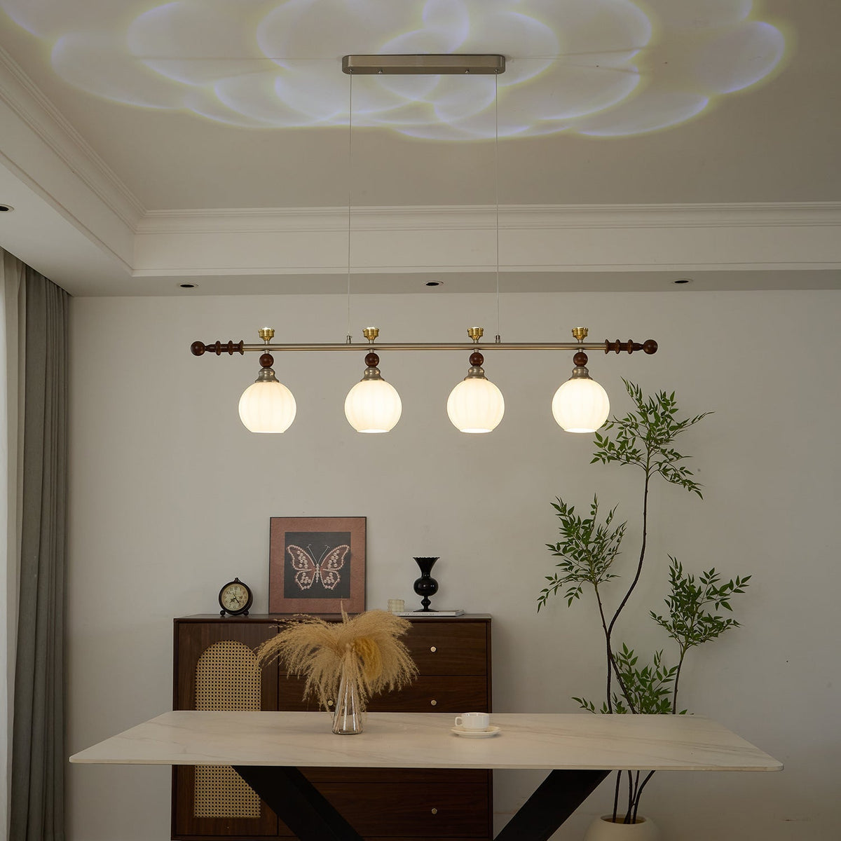 Otheia Eleganza vintage lineare in legno lampada a sospensione