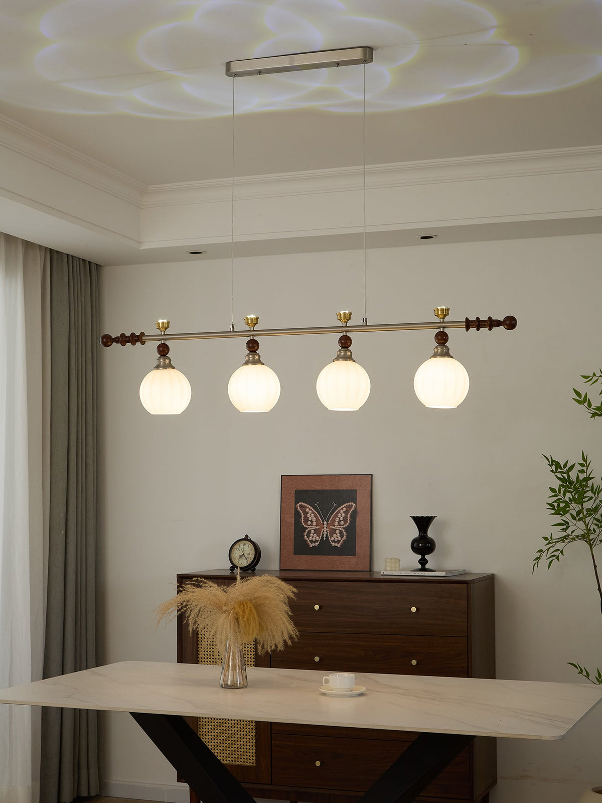 Otheia Eleganza vintage lineare in legno lampada a sospensione