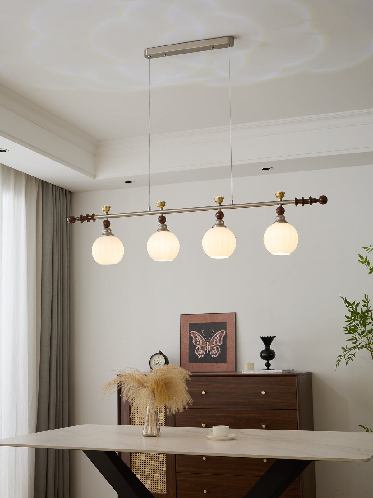 Otheia Eleganza vintage lineare in legno lampada a sospensione