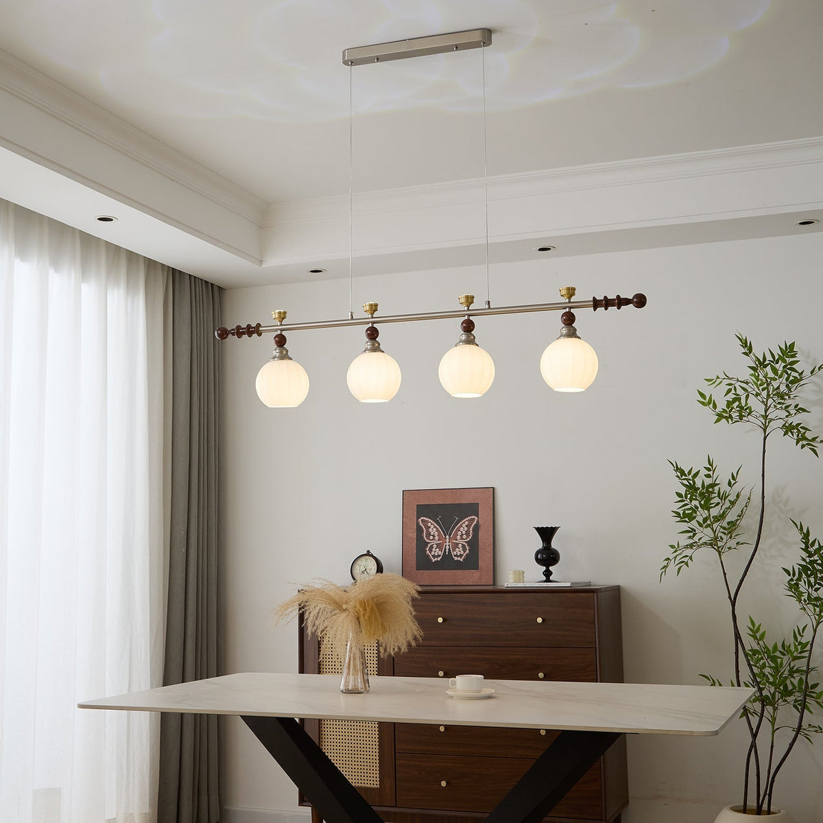 Otheia Eleganza vintage lineare in legno lampada a sospensione