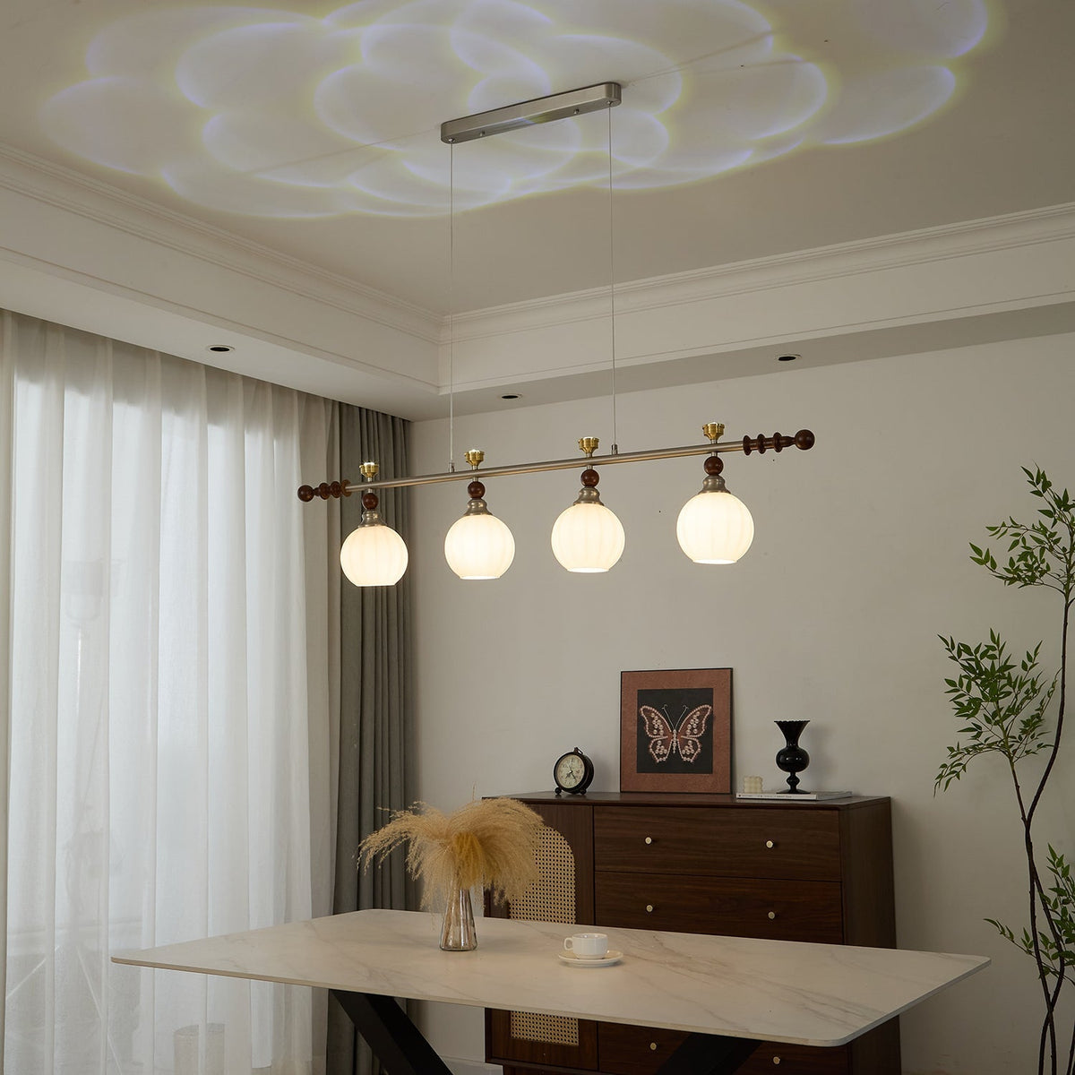 Otheia Eleganza vintage lineare in legno lampada a sospensione