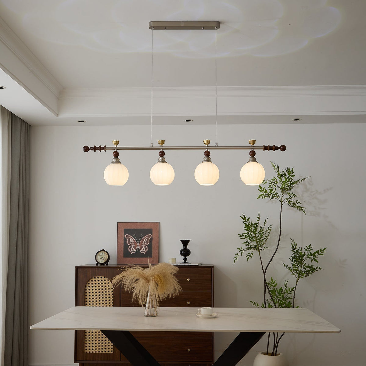 Otheia Eleganza vintage lineare in legno lampada a sospensione