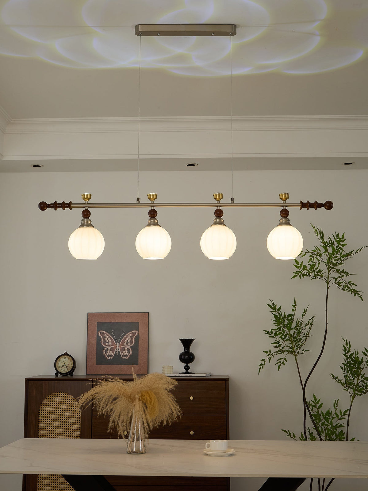 Otheia Eleganza vintage lineare in legno lampada a sospensione