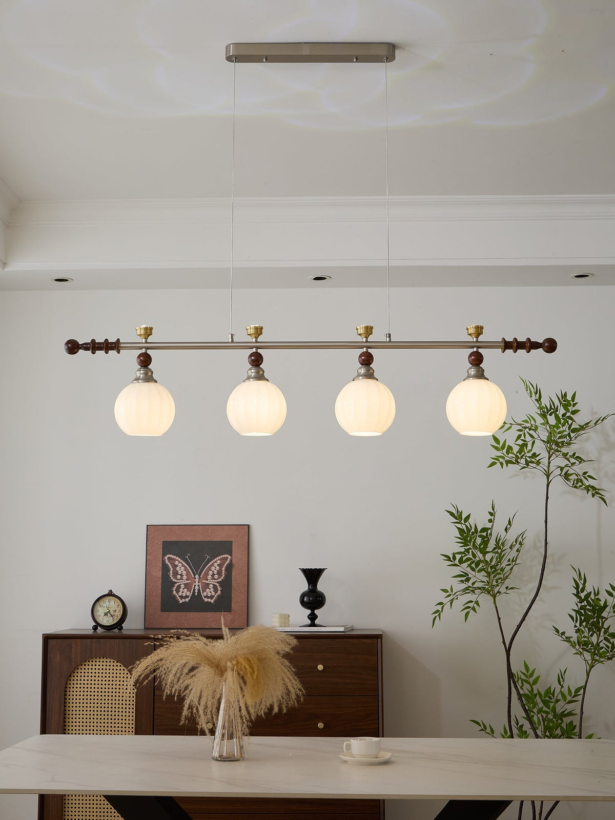 Otheia Eleganza vintage lineare in legno lampada a sospensione