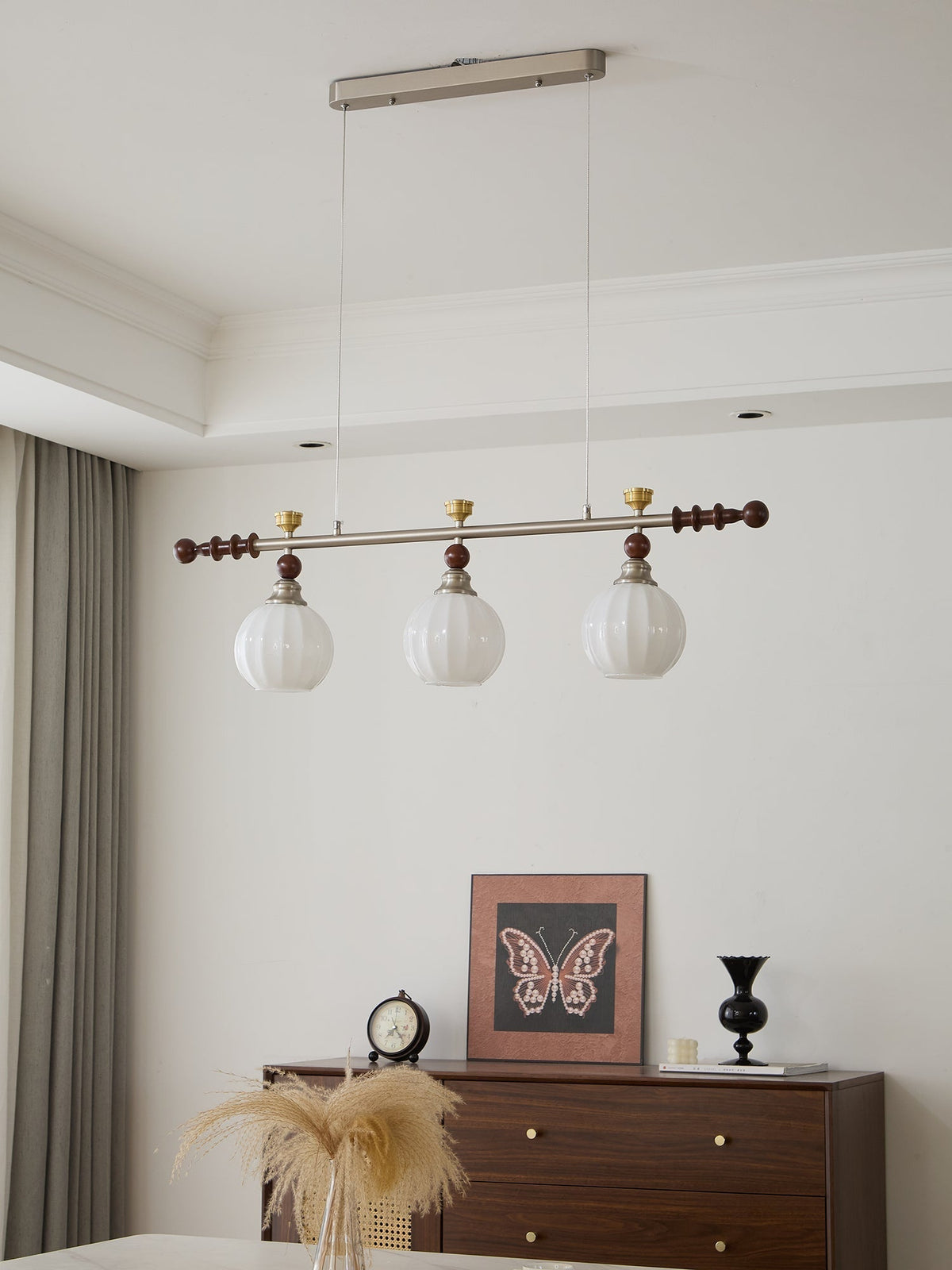 Otheia Eleganza vintage lineare in legno lampada a sospensione