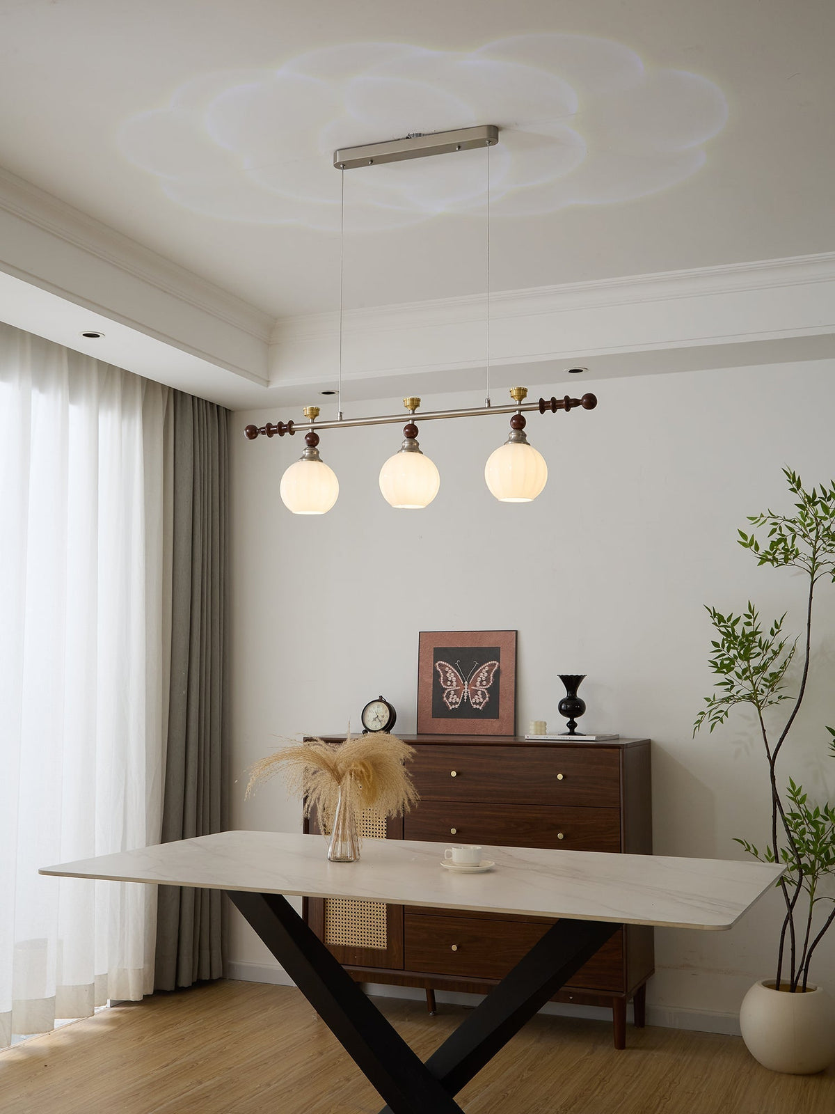 Otheia Eleganza vintage lineare in legno lampada a sospensione