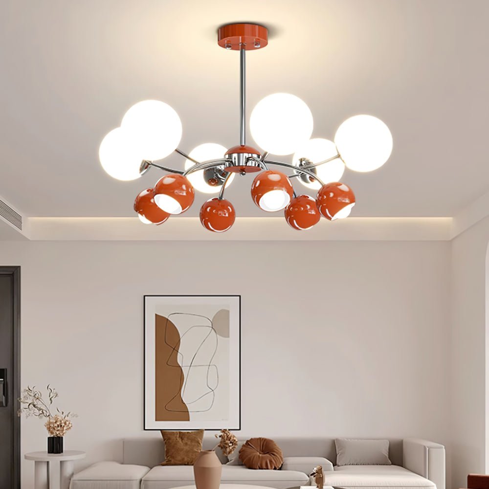 Noxiren lampadario cromo Rosso o Crema sfera