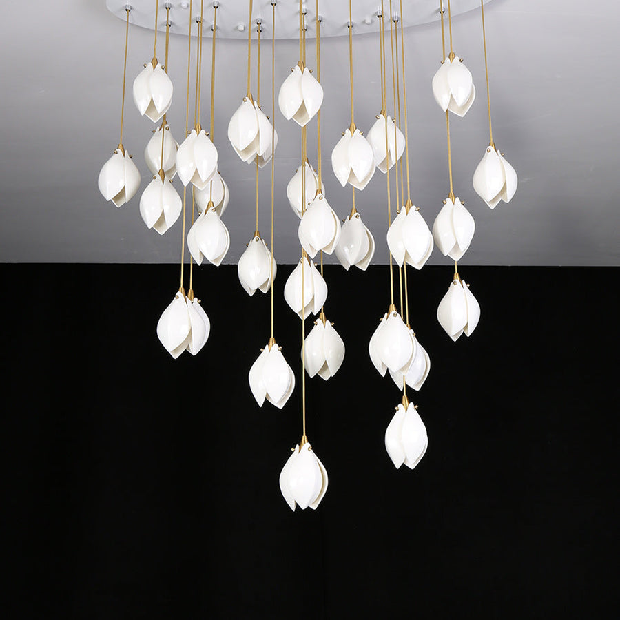Fioenaya lampada a sospensione in Ceramica bianca con Motivo Florale floreale