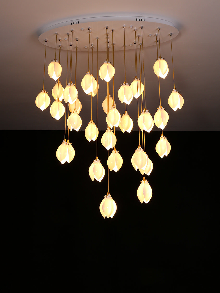 Fioenaya lampada a sospensione in Ceramica bianca con Motivo Florale floreale