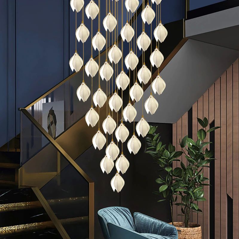 Fioenaya lampada a sospensione in Ceramica bianca con Motivo Florale floreale
